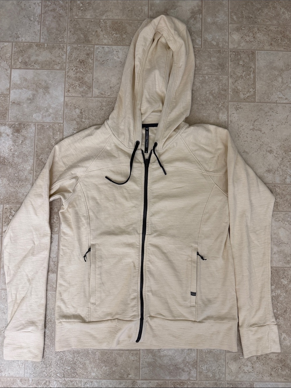 Kuhl Women's Cream Hooded Zip Sweatshirt with Black Accents